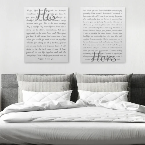 His And Her Vows On Canvas - Personalized Wall Art